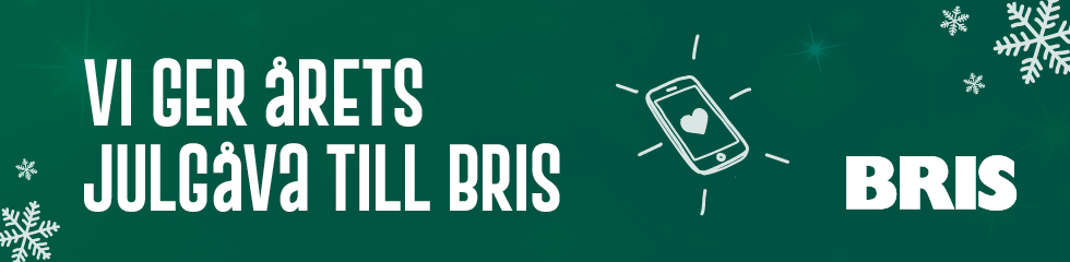 Banner med texten Vi ger årets julgåva till BRIS