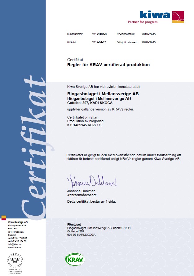 KRAV-certifikat biogödsel